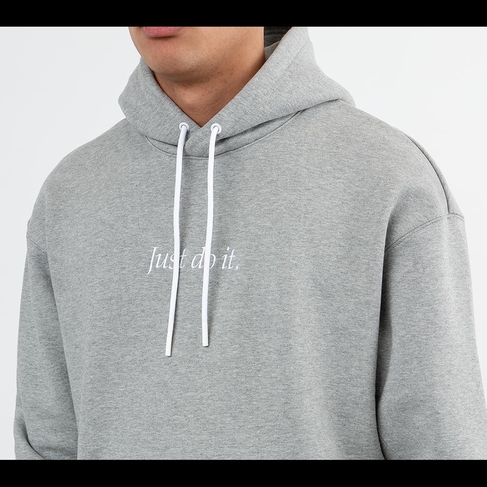 NIKE XL Just Do It Pullover Fleece Heavyweight Hoodie Dark Grey